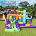 نطاطية AirMyFun متعددة الألعاب للأطفال مع زحليقة ومنطقة كرات وقلعة قفز