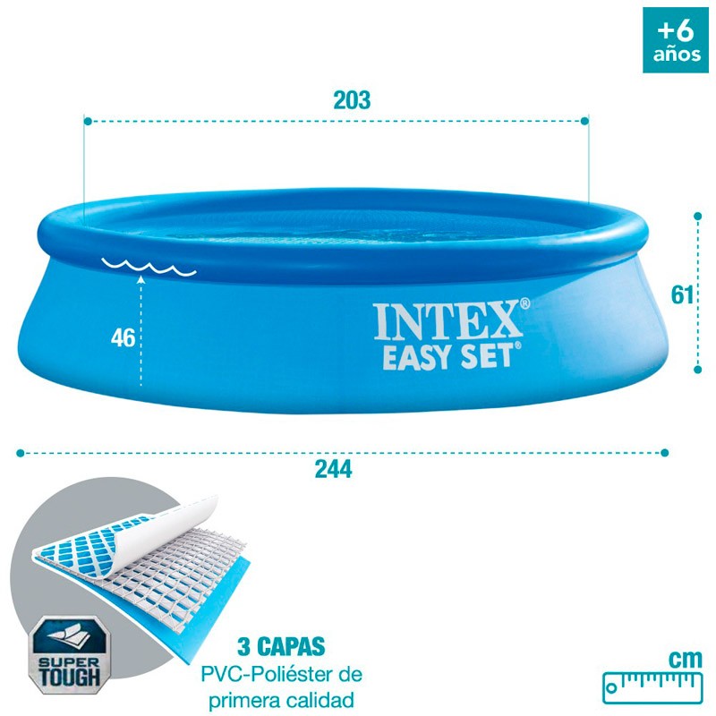 intex-easy-set-244×61 مسبح دائري قابل للنفخ من Intex
244 × 61 cm - الصورة 1
